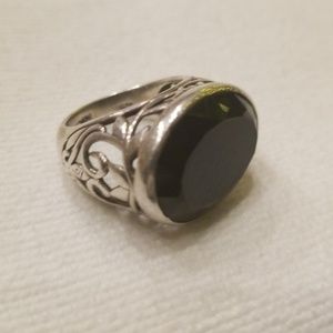 Silpada Black Chalcedony Sterling Swirl Ring S 5